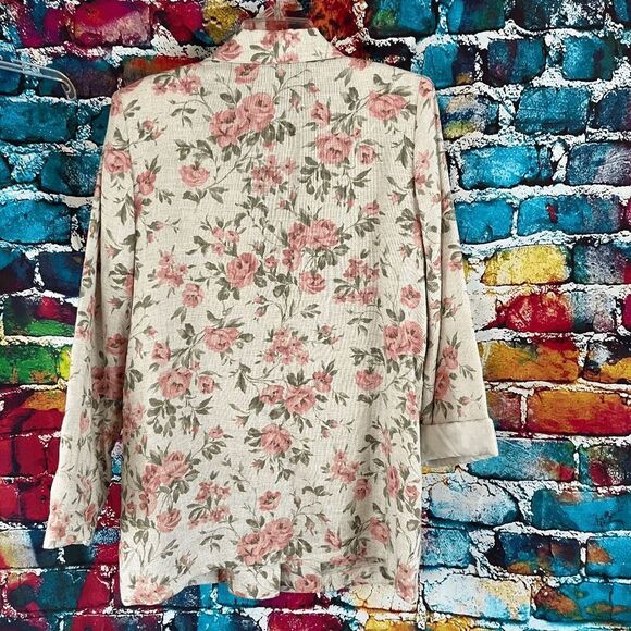 Vintage Oversized Longline Floral Linen Blend Blazer Jacket by Sag Harbor Size 1 - Picture 8 of 8